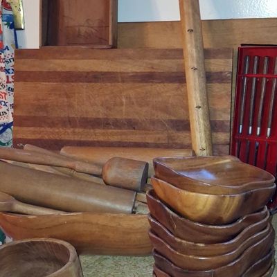 Sale Photo Thumbnail #497: Mid-Century Modern Teak Serving Collection