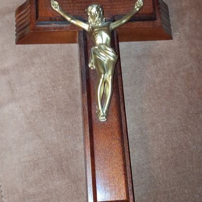 Sale Photo Thumbnail #855: Vintage Sick Call Crucifix with Holy Water Bottle