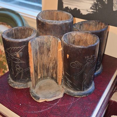 Sale Photo Thumbnail #833: Vintage Carved Bamboo Brush Pot