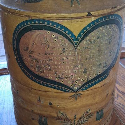 Sale Photo Thumbnail #406: Hand-Painted Folk Art Milk Can with Verse
