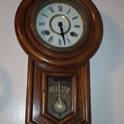 Sale Photo Thumbnail #294: Antique Oak Regulator Wall Clock