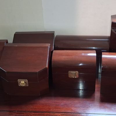 Sale Photo Thumbnail #185: Collection of Vintage Mahogany Tea Caddies and Boxes