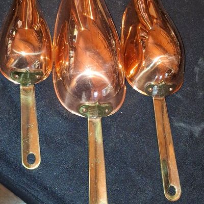 Sale Photo Thumbnail #643: Vintage Copper Candy Scoops Set