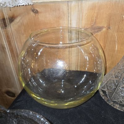 Sale Photo Thumbnail #892: Vintage Vaseline Glass Fish Bowl