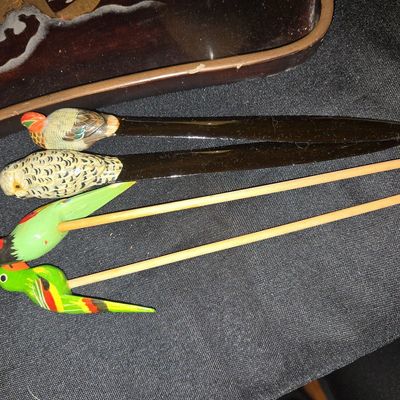 Sale Photo Thumbnail #928: Vintage Hand-Carved Bird Letter Openers and Hair Sticks