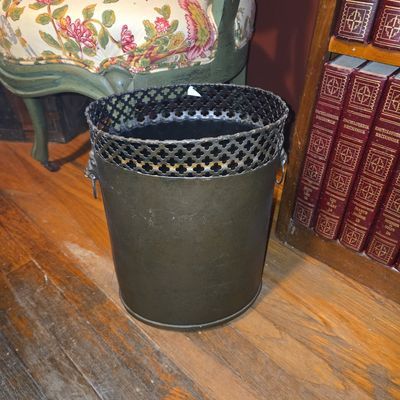 Sale Photo Thumbnail #580: Vintage Toleware Coal Scuttle or Wastebasket