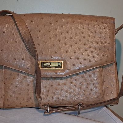 Sale Photo Thumbnail #285: Vintage Corbeau Ostrich Leather Shoulder Bag