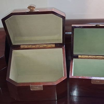 Sale Photo Thumbnail #188: Collection of Vintage Mahogany Tea Caddies and Boxes