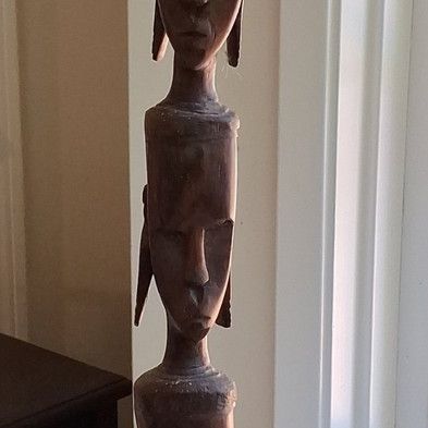 Sale Photo Thumbnail #237: Hand-Carved African Totem Sculpture with Multiple Heads 26"