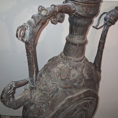 Sale Photo Thumbnail #61: Antique Indo-Persian Engraved Copper Ewer