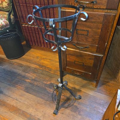 Sale Photo Thumbnail #528: Vintage Wrought Iron Plant Stand with Scrollwork