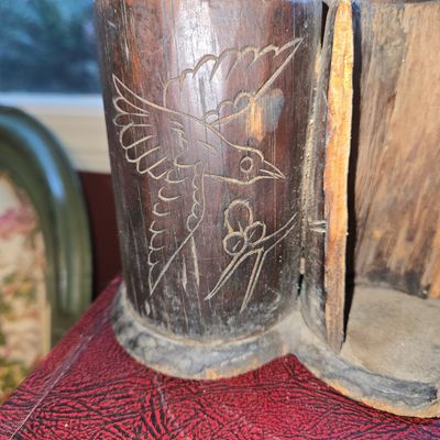 Sale Photo Thumbnail #836: Vintage Carved Bamboo Brush Pot