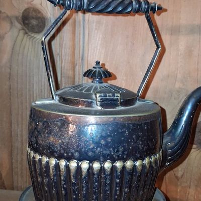 Sale Photo Thumbnail #534: Victorian Silver-Plated Tea Kettle on Stand
