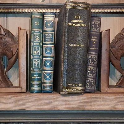 Sale Photo Thumbnail #517: Vintage Hand-Carved Wooden Elephant Bookends