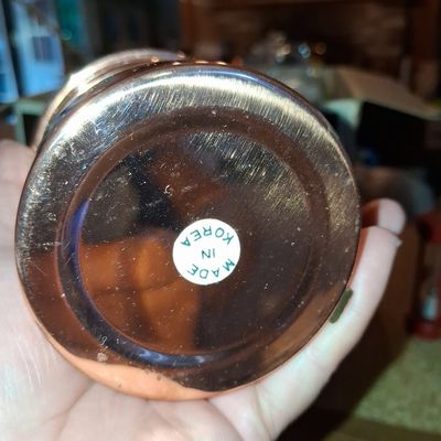 Sale Photo Thumbnail #791: Vintage Baker Hart & Stuart 4-Piece Copper and Ceramic Coffee Mug Set
