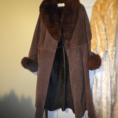 Sale Photo Thumbnail #175: Vintage 70s Brown Suede and Shearling "Penny Lane" Coat
