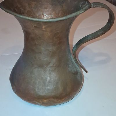 Sale Photo Thumbnail #513: Hand-Hammered Copper Pitcher - Arts and Crafts Era