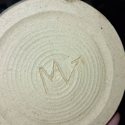 Sale Photo Thumbnail #920: Handmade Studio Pottery Yunomi Tea Cup with 'M' Mark