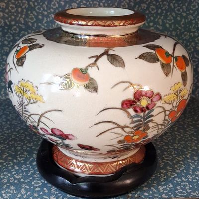 Sale Photo Thumbnail #585: Japanese Satsuma-style Earthenware Ginger Jar
