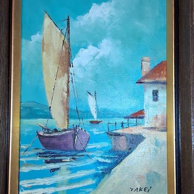 Sale Photo Thumbnail #255: Takei Nautical Oil Painting 10"x8"