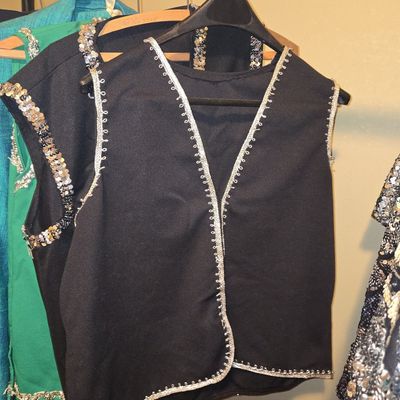 Sale Photo Thumbnail #814: Vintage Black Vest with Silver Beaded Trim