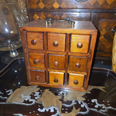 Sale Photo Thumbnail #546: Vintage Wooden Spice Apothecary Cabinet