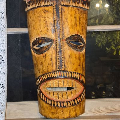 Sale Photo Thumbnail #727: Large Hand-Carved Wooden Tiki Mask