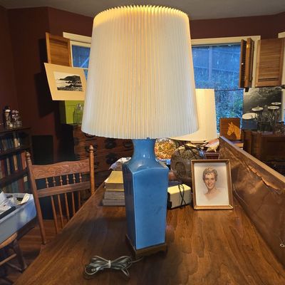 Sale Photo Thumbnail #197: Design Technics Bottle Form Persian Blue Glaze Ceramic Table Lamp, 1960s