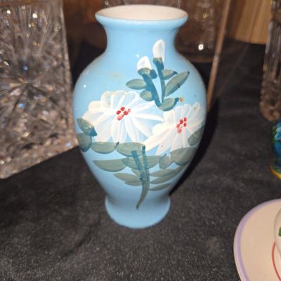 Sale Photo Thumbnail #941: Vintage Hand-Painted Porcelain Bud Vase with Floral Motif