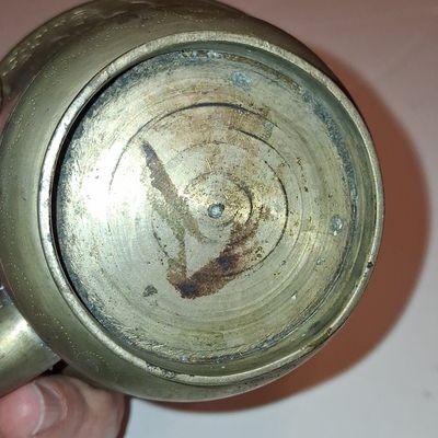 Sale Photo Thumbnail #682: Vintage Etched Brass Teapot - Made in India