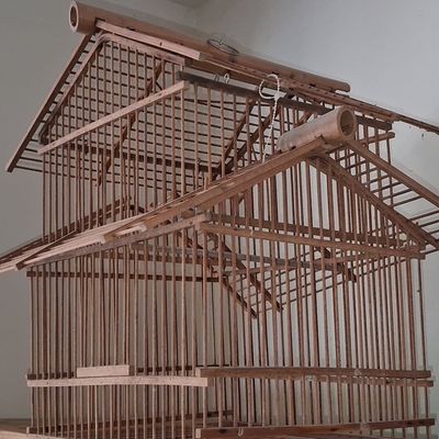 Sale Photo Thumbnail #472: Vintage Japanese Handcrafted Bamboo Birdcage (Torikago)