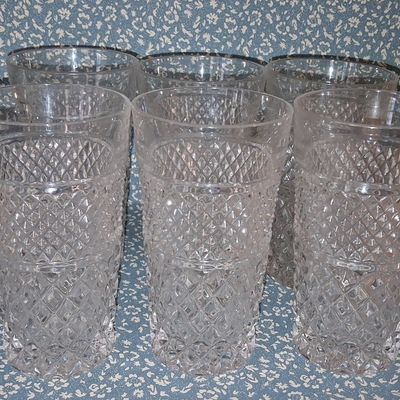 Sale Photo Thumbnail #748: Anchor Hocking Wexford Diamond Cut Glass Tumblers