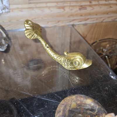 Sale Photo Thumbnail #970: Vintage Brass Dolphin Cabinet Pull/Handle