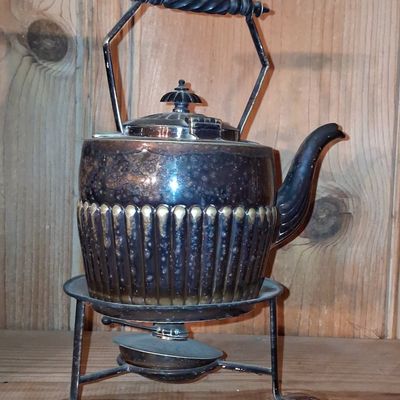Sale Photo Thumbnail #532: Victorian Silver-Plated Tea Kettle on Stand