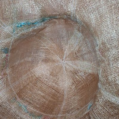 Sale Photo Thumbnail #844: Vintage Wide-Brimmed Straw Sun Hat with Ribbon and Bead Embroidery