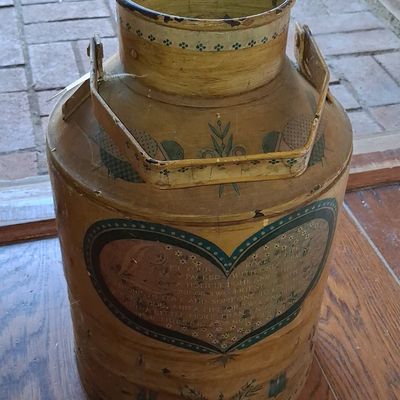Sale Photo Thumbnail #405: Hand-Painted Folk Art Milk Can with Verse