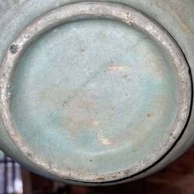 Sale Photo Thumbnail #344: Korean Celadon Vase with Crane and Cloud Motifs