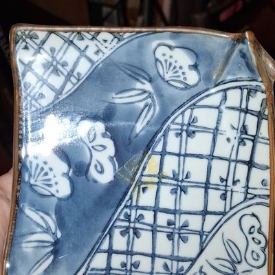 Sale Photo Thumbnail #797: Vintage Japanese Blue and White Ceramic Square Dish