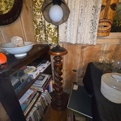 Sale Photo Thumbnail #221: Vintage Barley Twist Floor Lamp with Cane Shade