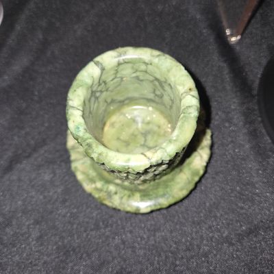 Sale Photo Thumbnail #723: Carved Green Stone Egg Cup or Small Vessel
