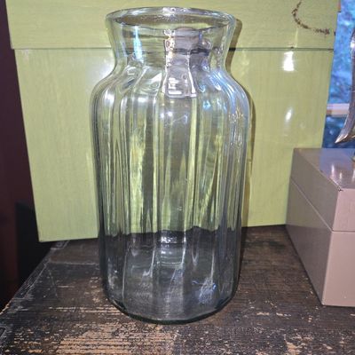 Sale Photo Thumbnail #1024: Vintage Anchor Hocking Ribbed Glass Refrigerator Bottle or Pitcher