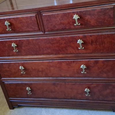 Sale Photo Thumbnail #148: Mid-Century Burl Wood Veneer Chest of Drawers 36"x38"32"