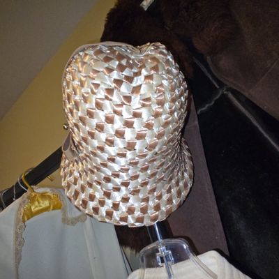 Sale Photo Thumbnail #813: Vintage Woven Ribbon Cloche Hat