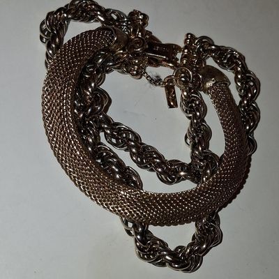 Sale Photo Thumbnail #708: Monet Gold-Tone Mesh and Chain Bracelet
