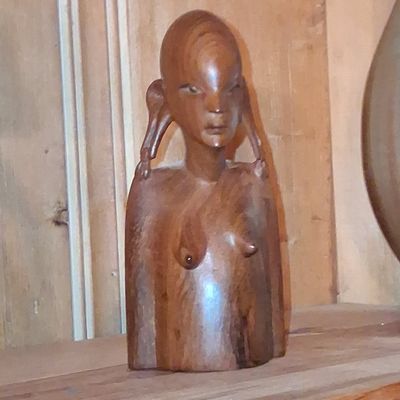 Sale Photo Thumbnail #442: African Hand Carved Wood Bust of a Woman