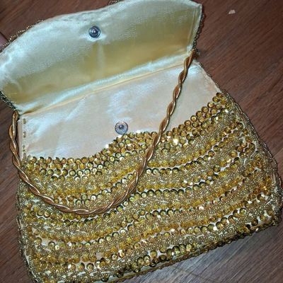 Sale Photo Thumbnail #806: Vintage Gold Sequin and Bead Evening Bag