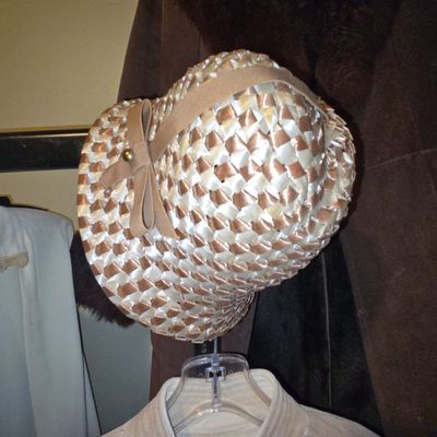 Sale Photo Thumbnail #811: Vintage Woven Ribbon Cloche Hat