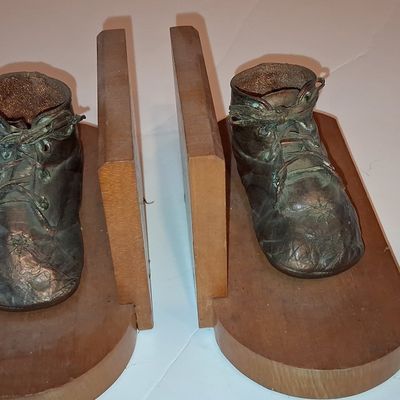 Sale Photo Thumbnail #783: Vintage Bronze Baby Shoe Bookends