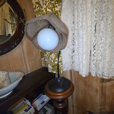 Sale Photo Thumbnail #224: Vintage Barley Twist Floor Lamp with Cane Shade