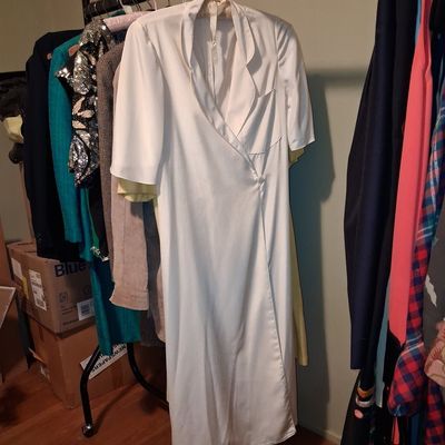 Sale Photo Thumbnail #505: Vintage White Silk Wrap Dress - Emika Fashion